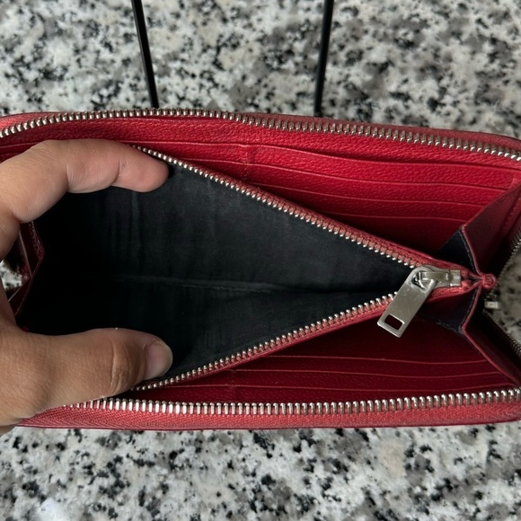 Yves Saint Laurent YSL | Gorgeous Red Leather Long Zipper Wallet - Picture 7 of 12